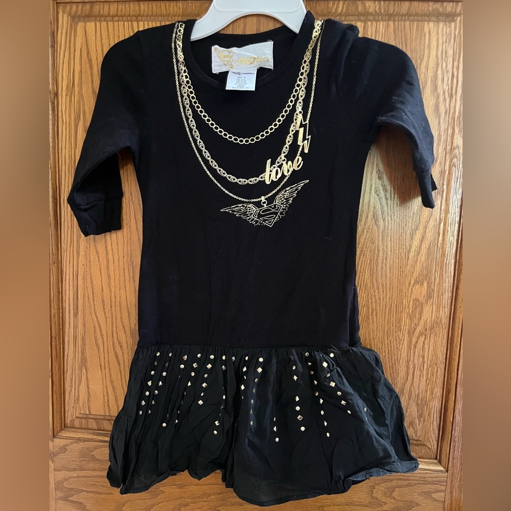 Nestia black supergirl long top or dress girls size 6